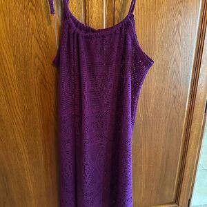 Purple Crochet Sleeveless swimsuit cover up
